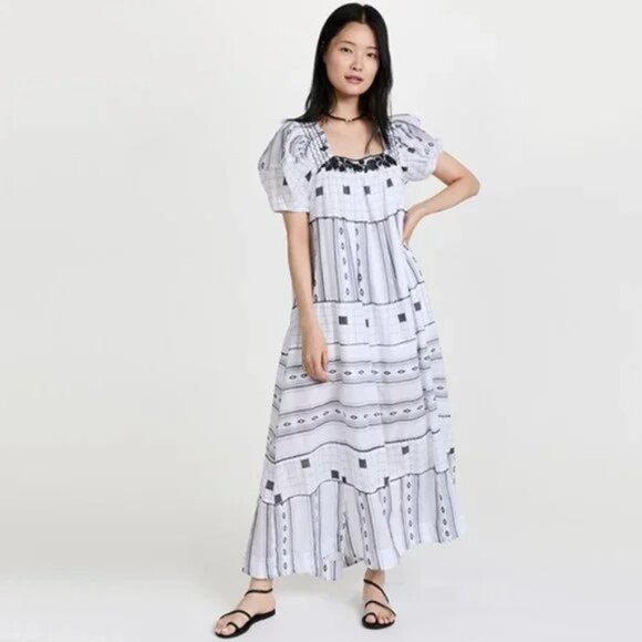 045Free People Jamie Embroidered Maxi Dress NWOT Size XS